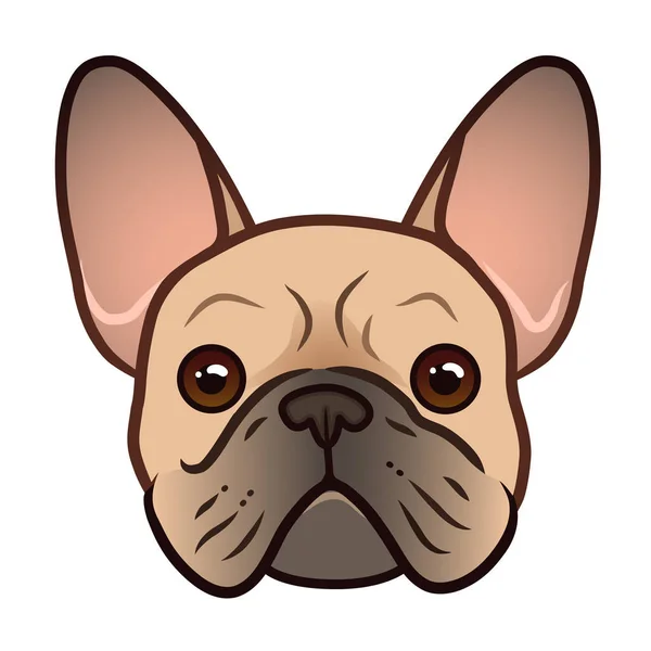 French bulldog face vector cartoon illustration. Cute friendly f — Stock Vector