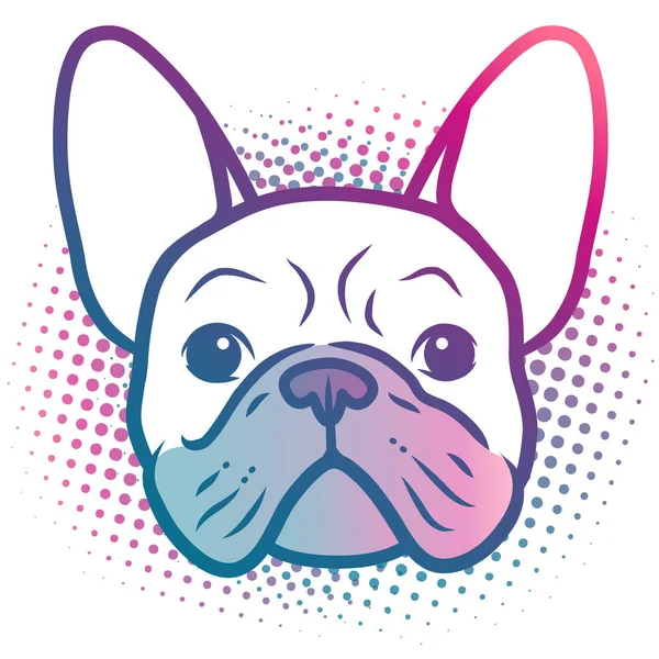 French bulldog puppy face pop art style portrait illustration in — Stock Vector