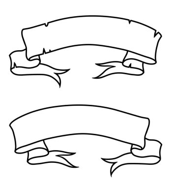 Vintage şerit kaydırma basit vektör illüstrasyon. Siyah ve beyaz