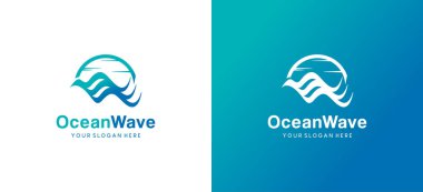 Doğal okyanus mavi dalgalarının vektör çizimi