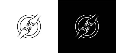 Basit çizgi çizimi ile el logosu tasarımına yardım ediliyor