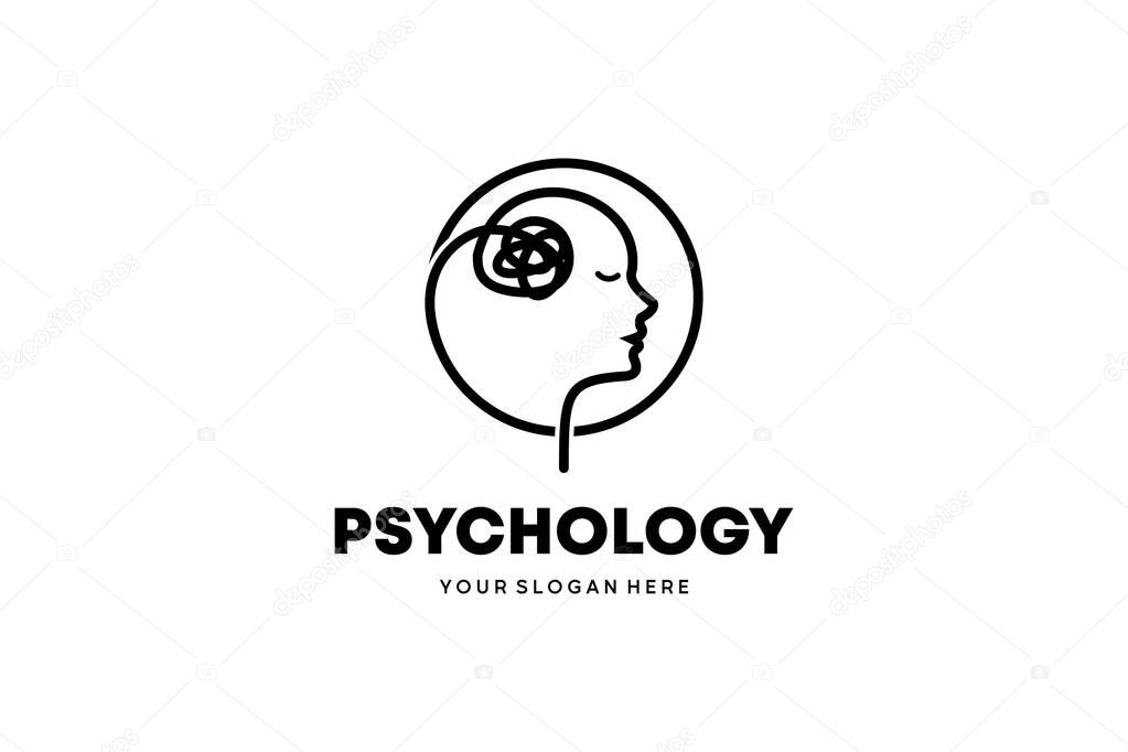 Vector head with abstract lines for psychology logo, mind consulting or therapy services