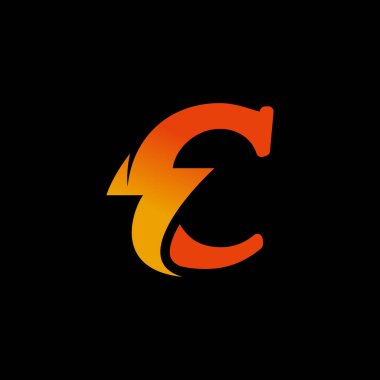 Yaratıcı modern şimşek kombinasyonlu C harfi logosu