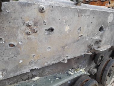 rusty metal during the war in Ukraine, damage to military equipment