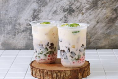 Creamy Iced Es Teler with Avocado and Coconut Topping
