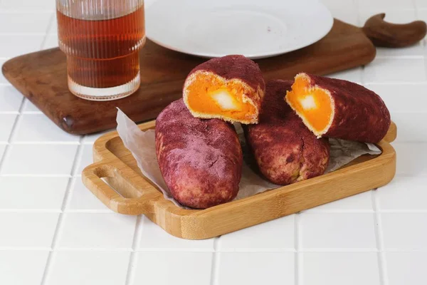 Goguma Ppang Korean sweet potato bread dessert with golden crust.