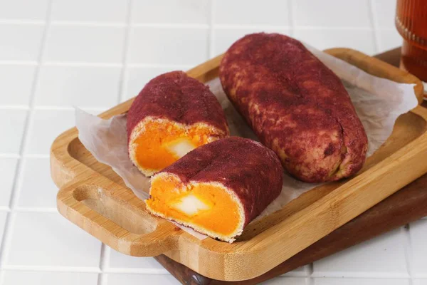 Goguma Ppang Korean sweet potato bread dessert with golden crust.