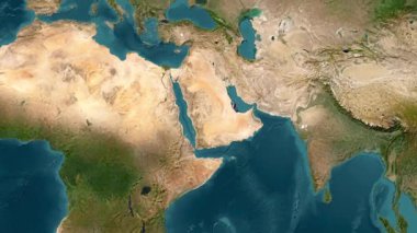 Sallanan bayraklı Katar haritası