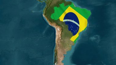 Dalgalı bayraklı Brezilya haritası