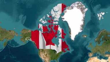 Sallanan bayraklı Kanada haritası