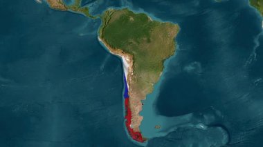 Dalgalı bayraklı Şili haritası