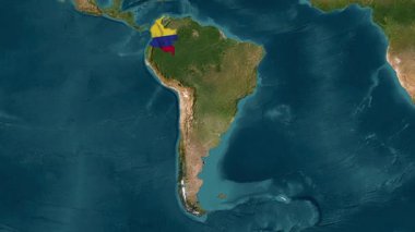 Sallanan bayraklı Kolombiya haritası