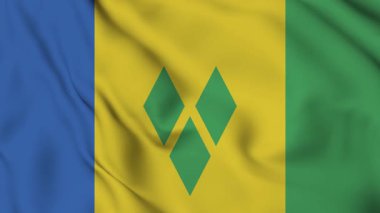 Saint Vincent ve Grenadines 'in bayrağı dalgalanırken