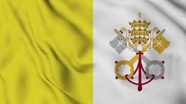 Vatikan Şehri 'nin bayrağını sallayarak