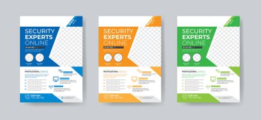 Security Services Flyer Template 3 color layout design 