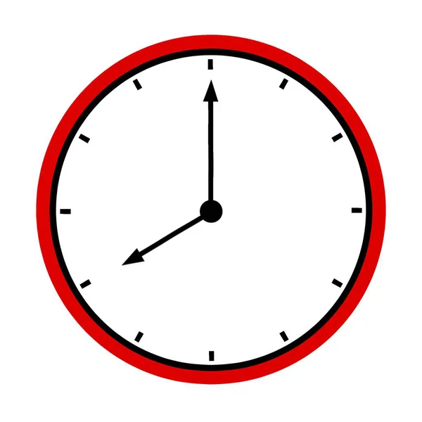 Saat illüstrasyonuna göre saat 8 'de kırmızı çerçeveli. Beyaz arka planda izole edilmiş. Zaman, zaman, teslim tarihi ve dakiklik kavramları için minimalist tasarım.