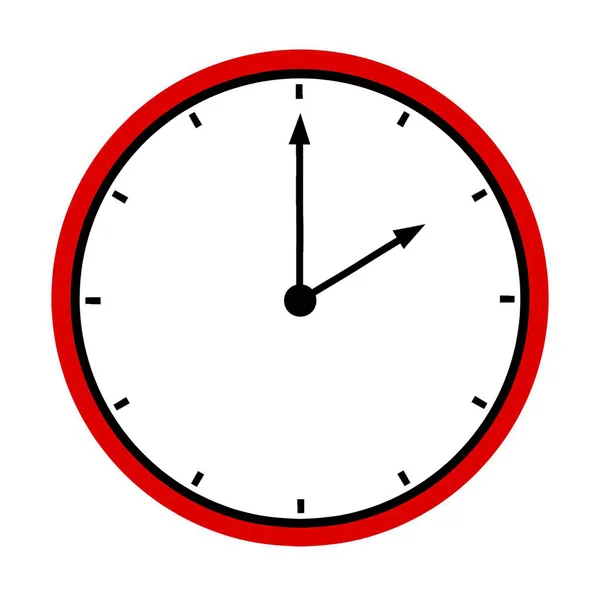 Saat illüstrasyonuna göre saat 2 'de kırmızı çerçeveli. Beyaz arka planda izole edilmiş. Zaman, zaman, teslim tarihi ve dakiklik kavramları için minimalist tasarım.