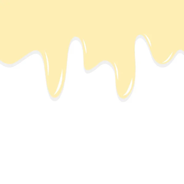 Beyaz arka plana damlayan vanilya kreminin vektör çizimi. Tatlı, pasta, fırın ve yemek dekorasyonu için mükemmel bir sıvı doku..