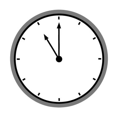 Saat çizelgesi saat 11 'de gri çerçeveli saati gösteriyor. Beyaz arka planda izole edilmiş. Zaman, zaman, teslim tarihi ve dakiklik kavramları için minimalist tasarım.