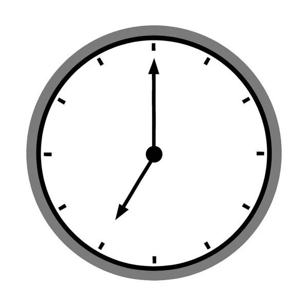 Saat illüstrasyonuna göre saat 7 'de gri çerçeveli. Beyaz arka planda izole edilmiş. Zaman, zaman, teslim tarihi ve dakiklik kavramları için minimalist tasarım.