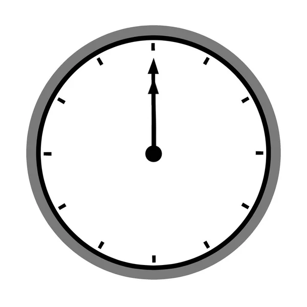 Saat illüstrasyonuna göre saat 12 'de gri çerçeveli. Beyaz arka planda izole edilmiş. Zaman, zaman, teslim tarihi ve dakiklik kavramları için minimalist tasarım.