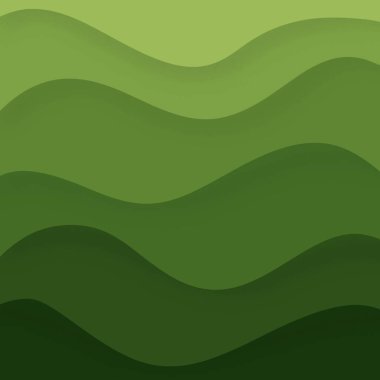 Pürüzsüz katmanlı kıvrımlı soyut yeşil eğimli dalga arkaplanı. Modern tasarım, duvar kağıdı, şablon ve dijital sanat için mükemmel..