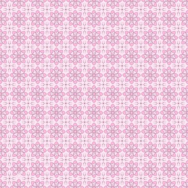 Dekoratif yapraklı, kusursuz mandala pembe çiçek deseni. Duvar kağıdı, tekstil, ambalaj kağıdı ve kadınsı tasarım için mükemmel..