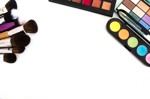 Beauty tools palettes collection. Top view