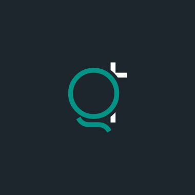 q ve t logo tasarım kartvizit şablonu. Vektör çizim