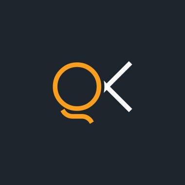 q ve k logo tasarım kartvizit şablonu. Vektör çizim
