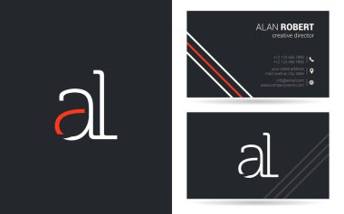 bir ve illüstrasyon vektör l harfleri logo tasarım ve kartvizit şablonu