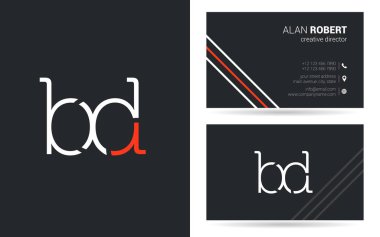 bir ve illüstrasyon vektör d harfleri logo tasarım ve kartvizit şablonu