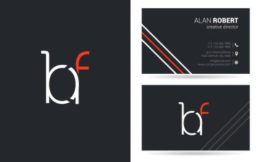 b ve f harfleri logo tasarım ve kartvizit şablonu, vektör çizim