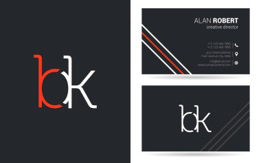b ve k harf logo tasarım ve kartvizit şablonu, vektör çizim