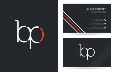 b ve p harfleri logo tasarım ve kartvizit şablonu, vektör çizim