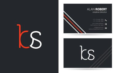 b ve s harf logo tasarım ve kartvizit şablonu, vektör çizim