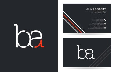 b ve bir harf logo tasarım ve kartvizit şablonu, vektör çizim