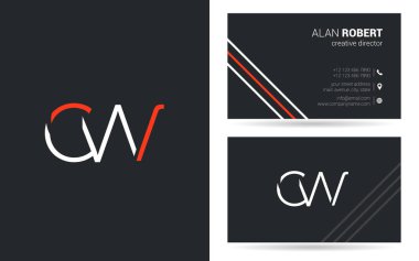 C ve W harfleri logo tasarımı kartvizit için 