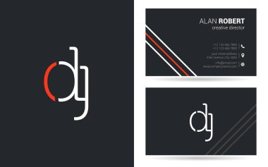 D ve J harfleri logo tasarımı kartvizit için 