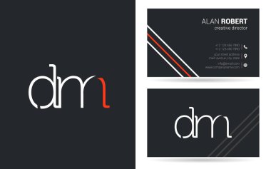 D ve M harf logo tasarımı kartvizit için 