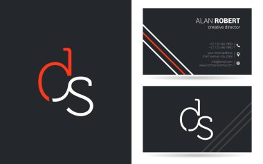 D ve S harf logo tasarımı kartvizit için 