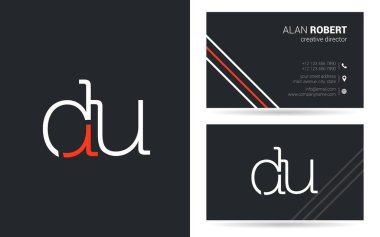 D ve U harf logo tasarımı kartvizit için 
