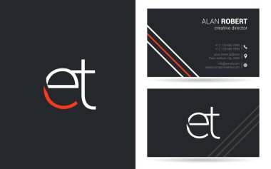 Kartvizit için E ve T harf logo tasarım 