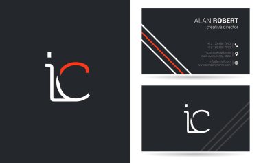 IC harf logo tasarım kartvizitler, vektör, illüstrasyon 