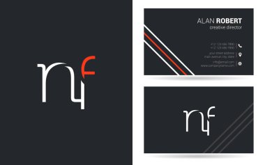 kartvizit, vektör, illüstrasyon için NF harf logo tasarım 