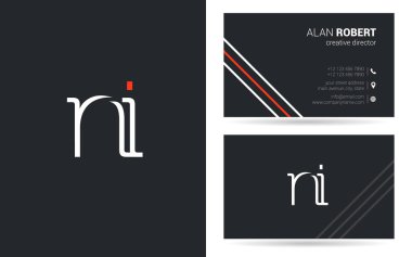 ni harf logo tasarım kartvizitler, vektör, illüstrasyon 