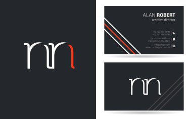 NN harf logo tasarım kartvizitler, vektör, illüstrasyon 