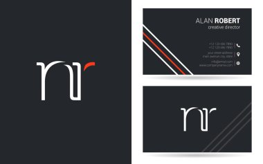 Nr mektup logo tasarım kartvizitler, vektör, illüstrasyon 