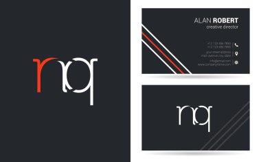 NQ harf logo tasarım kartvizitler, vektör, illüstrasyon 