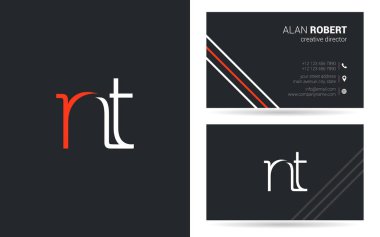 NT harf logo tasarım kartvizitler, vektör, illüstrasyon 